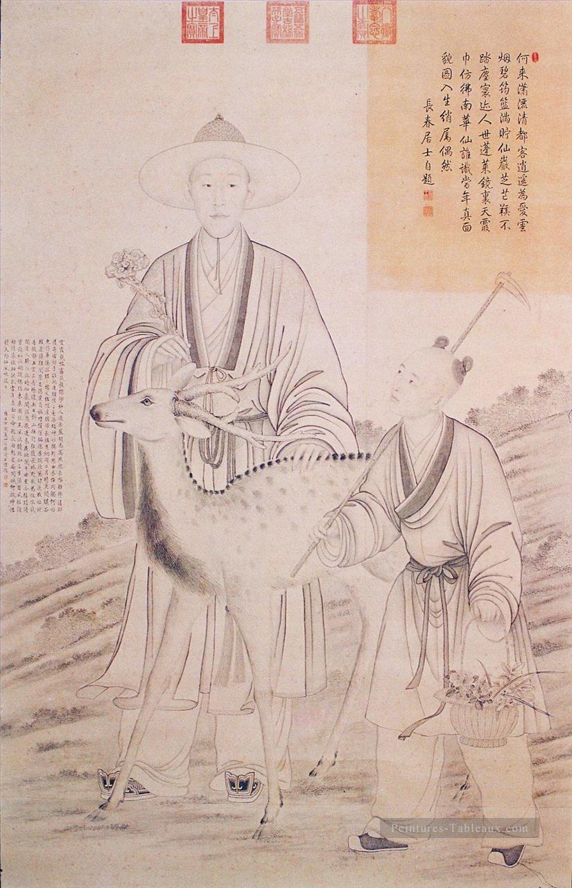 Qianlong empereur collecte Lingzhi lang brillant vieille Chine encre Giuseppe Castiglione ancienne Chine à l’encre Peintures à l'huile